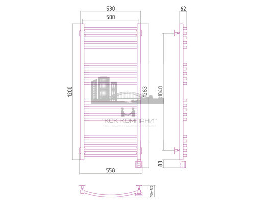 Электрический полотенцесушитель Сунержа Аркус 1200x500 R 00-0533-1250 (Sunerzha)