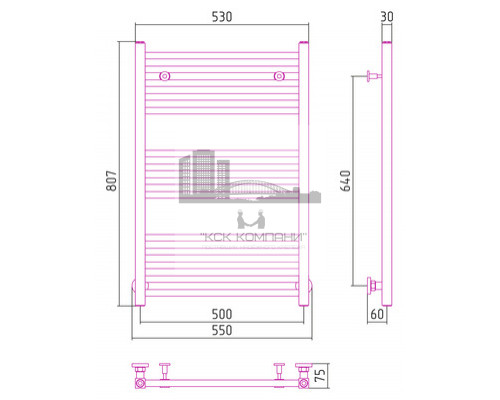 Водяной полотенцесушитель Сунержа Модус 800x500 00-0250-8050 (Sunerzha)