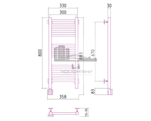 Электрический полотенцесушитель Сунержа Модус 800x300 L 00-0520-8030 (Sunerzha)