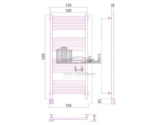 Электрический полотенцесушитель Сунержа Модус 1200x500 L 00-0520-1250 (Sunerzha)