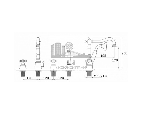 Смеситель для ванны (душевой набор) KOSTANTIN GZ09033