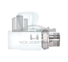 Кран шаровой полипропиленовый для радиатора прямой Ø 25 мм × 3/4" (белый)