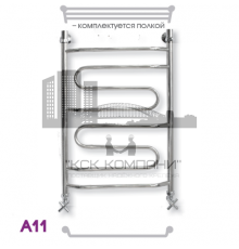 Полотенцесушитель водяной ЭРАТО А11 ВП 1000x400, с верхней полкой (Erato)