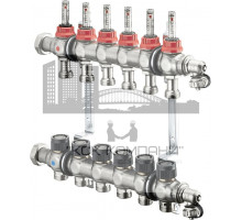 Распределительная гребенка "Multidis SF" со встроенными ротаметрами на 6 контуров 1404356, нержавеющая сталь 