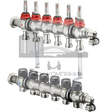Распределительная гребенка "Multidis SF" со встроенными ротаметрами на 6 контуров 1404356, нержавеющая сталь 