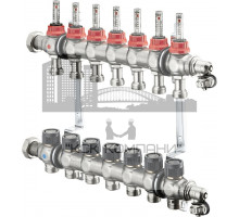 Распределительная гребенка "Multidis SF" со встроенными ротаметрами на 7 контуров 1404357, нержавеющая сталь 