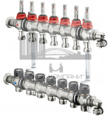 Распределительная гребенка "Multidis SF" со встроенными ротаметрами на 7 контуров 1404357, нержавеющая сталь 