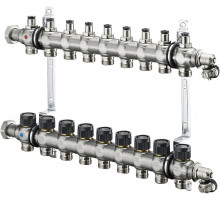 Распределительная гребенка "Multidis SF" со встроенными вентилями на 9 контуров 1404559, нержавеющая сталь 