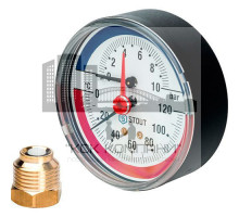 Термоманометр аксиальный 80 мм 10 бар 