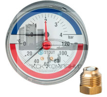 Термоманометр аксиальный 80 мм 4 бар 