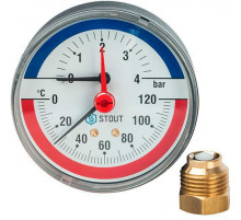 Термоманометр аксиальный 80 мм 4 бар 