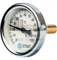 Термометр биметаллический 63 мм с погружной гильзой (50мм) и самоуплотнением 