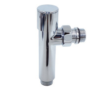 Вентиль запорный угловой круглый для полотенцесушителя 1/2" НР × 1/2" НР с наружной резьбой