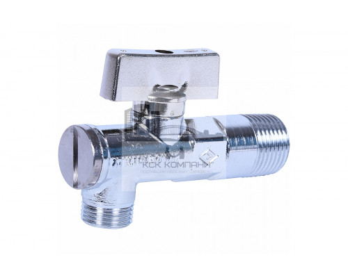 Кран шаровой угловой с фильтром и розеткой хромированный с розеткой  Minnesota 1/2 x 3/8