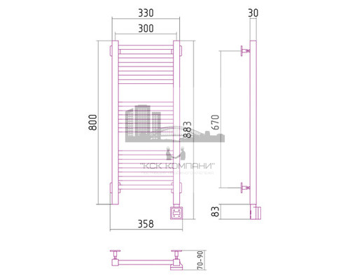 Электрический полотенцесушитель Сунержа Модус 800x300 R 00-0521-8030 (Sunerzha)