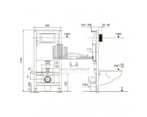 Инсталляция ТЕСЕ K955101 4 в 1 с панелью смыва, глянцевый хром для установки подвесного унитаза (Теце)