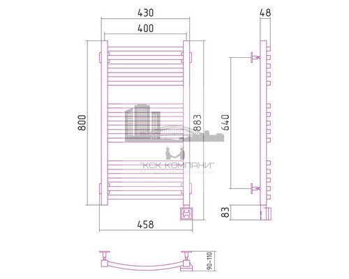 Электрический полотенцесушитель Сунержа Аркус 800x400 R 00-0533-8040 (Sunerzha)