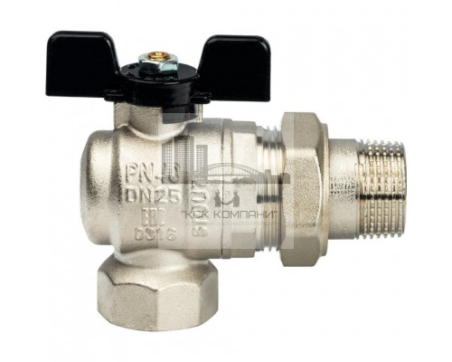 Кран шаровой полнопроходной угловой ВР/НР 1 американка, ручка бабочка