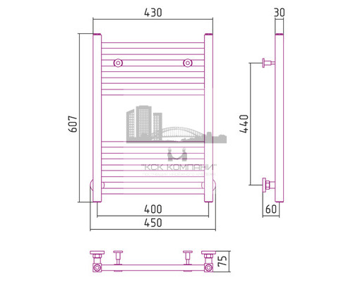 Водяной полотенцесушитель Сунержа Модус 600x400 00-0250-6040 (Sunerzha)