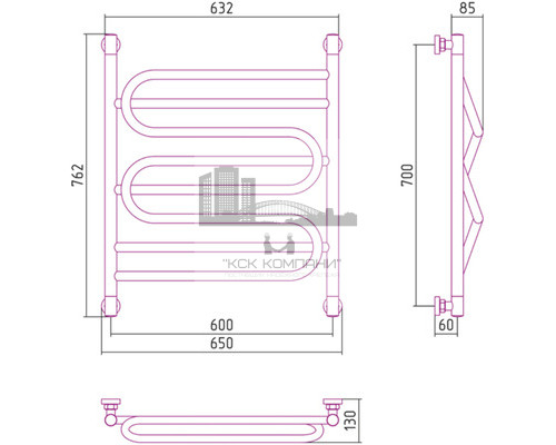 Водяной полотенцесушитель Сунержа Иллюзия+ 700x600 00-0210-7060 (Sunerzha)