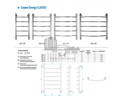 Водяной полотенцесушитель  Classic 600x600 (EWTRCLASS0606000000)
