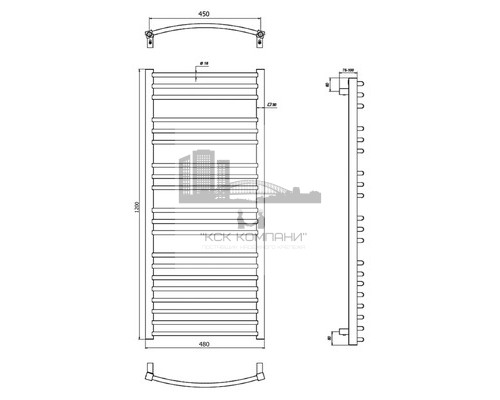 Электрический полотенцесушитель Calma 480x1200