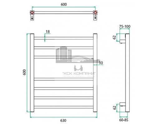 Электрический полотенцесушитель Eco Classic 630x600
