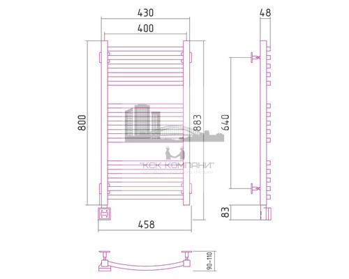 Электрический полотенцесушитель Сунержа Аркус 800x400 L 00-0532-8040 (Sunerzha)