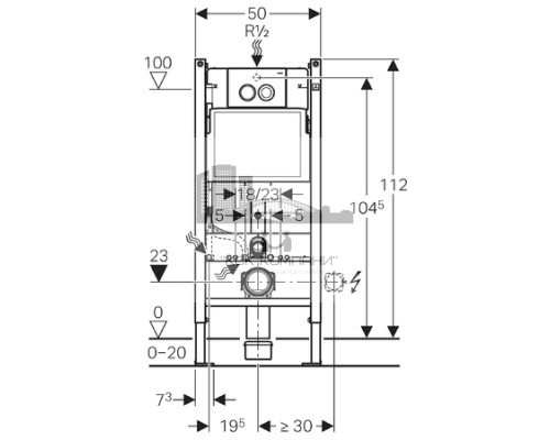 Инсталляция для унитазов  Duofix 458.124.21.1, 3 в 1 с кнопкой смыва
