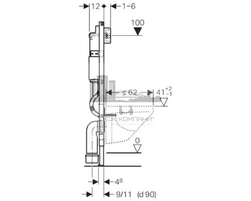 Инсталляция для унитазов  Duofix 458.124.21.1, 3 в 1 с кнопкой смыва