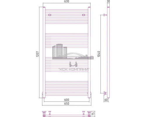 Водяной полотенцесушитель Сунержа Модус 1200x600 00-0250-1260 (Sunerzha)