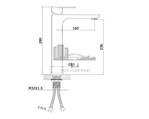 Смеситель для раковины (умывальника) GZ21012-C черный/хром