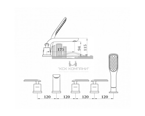 Смеситель для ванны (душевой набор) HAIGER GZ52031-C