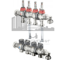 Распределительная гребенка "Multidis SF" со встроенными ротаметрами на 4 контуров 1404354, нержавеющая сталь 