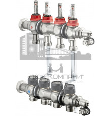 Распределительная гребенка "Multidis SF" со встроенными ротаметрами на 4 контуров 1404354, нержавеющая сталь 