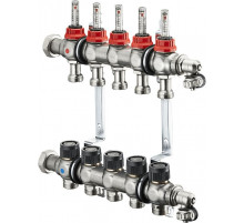 Распределительная гребенка "Multidis SF" со встроенными ротаметрами на 5 контуров 1404355, нержавеющая сталь 