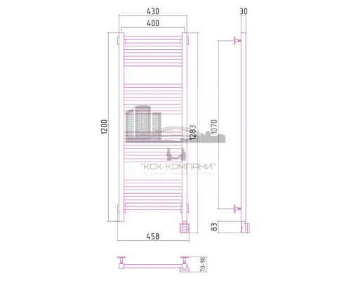 Электрический полотенцесушитель Сунержа Модус 1200x400 R 00-0521-1240 (Sunerzha)