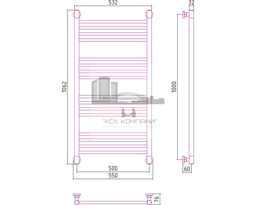 Водяной полотенцесушитель Сунержа Богема+ 1000x500 прямая 00-0220-1050 (Sunerzha)