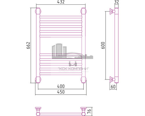 Водяной полотенцесушитель Сунержа Богема+ 600x400 прямая 00-0220-6040 (Sunerzha)