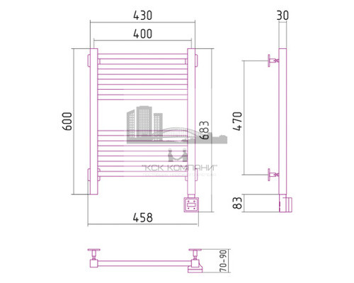 Электрический полотенцесушитель Сунержа Модус 600x400 R 00-0521-6040 (Sunerzha)