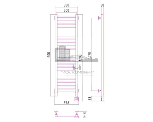Электрический полотенцесушитель Сунержа Модус 1200x300 R 00-0521-1230 (Sunerzha)