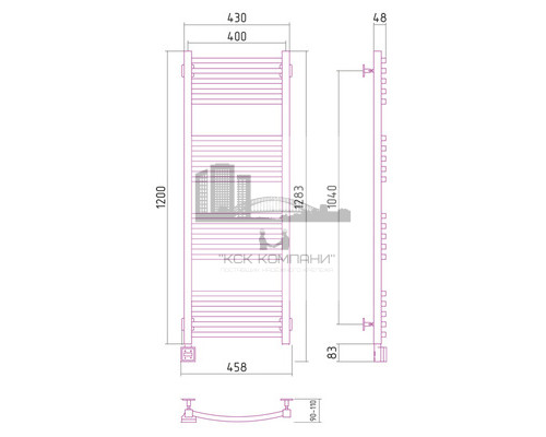 Электрический полотенцесушитель Сунержа Аркус 1200x400 L 00-0532-1240 (Sunerzha)