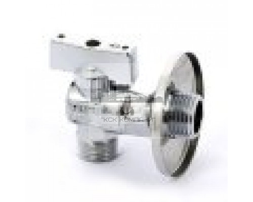 Кран для подключения бачков угловой шаровой c розеткой из нержавеющей стали  MIAMI 1/2х1/2