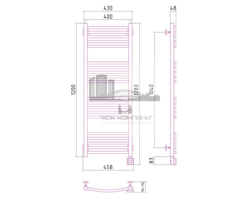 Электрический полотенцесушитель Сунержа Аркус 1200x400 R 00-0533-1240 (Sunerzha)