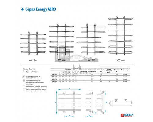 Водяной полотенцесушитель  Aero 1000x600 (EWTR0AERO1006000000)
