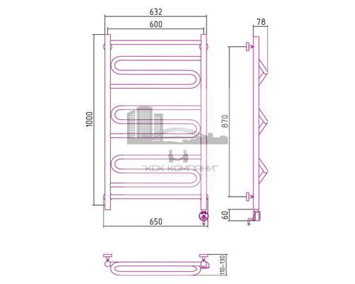 Электрический полотенцесушитель Сунержа Элегия 2.0 1000x600 R 00-5219-1060 (Sunerzha)