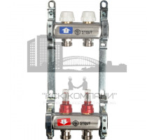 Коллектор из нержавеющей стали с расходомерами на 2 контура SMS 0917 000002 