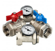 Комплект прямых шаровых кранов с термометрами 1” SMS-1000-030001 