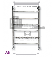 Полотенцесушитель водяной ЭРАТО А3 ВП 500x500, с верхней полкой (Erato)
