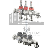 Распределительная гребенка "Multidis SF" со встроенными ротаметрами на 3 контуров 1404353, нержавеющая сталь 